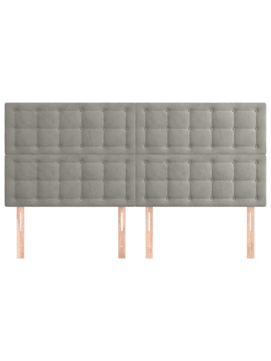 Voodipeatsid 4 tk, helehall, 90x5x78/88 cm, samet