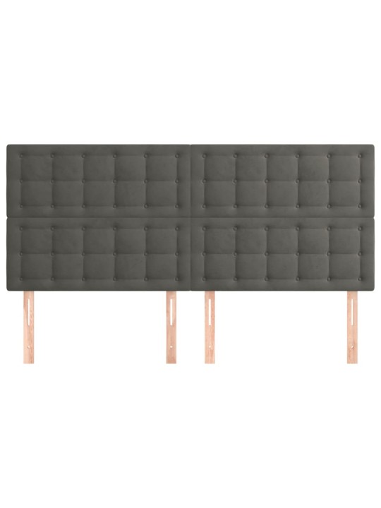 Voodipeatsid 4 tk, tumehall, 90x5x78/88 cm, samet