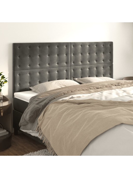 Voodipeatsid 4 tk, tumehall, 90x5x78/88 cm, samet