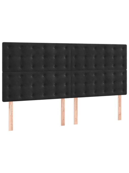Voodipeatsid 4 tk, must, 90x5x78/88 cm, samet