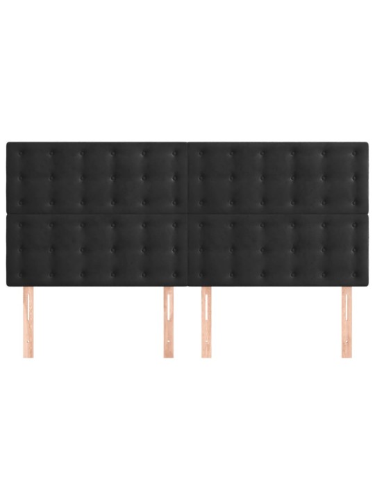 Voodipeatsid 4 tk, must, 90x5x78/88 cm, samet