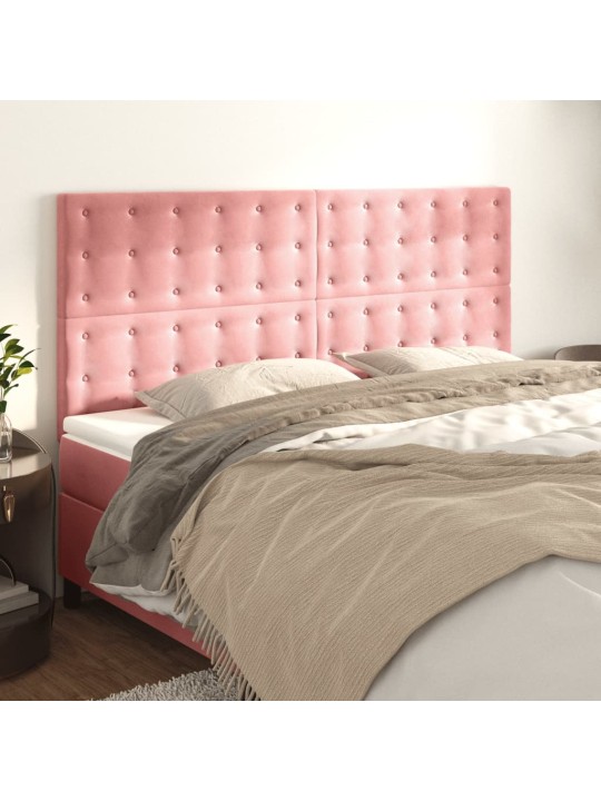 Voodipeatsid 4 tk, roosa, 90x5x78/88 cm, samet
