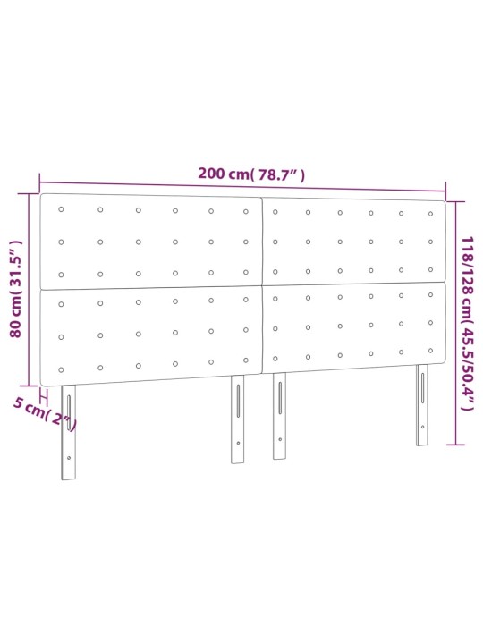Voodipeatsid 4 tk, tumeroheline, 100x5x78/88 cm, samet
