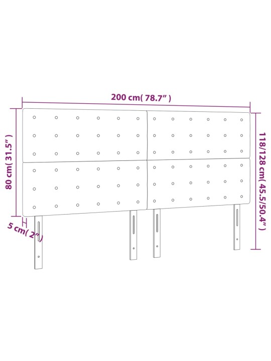 Voodipeatsid 4 tk, tumesinine, 100x5x78/88 cm, samet