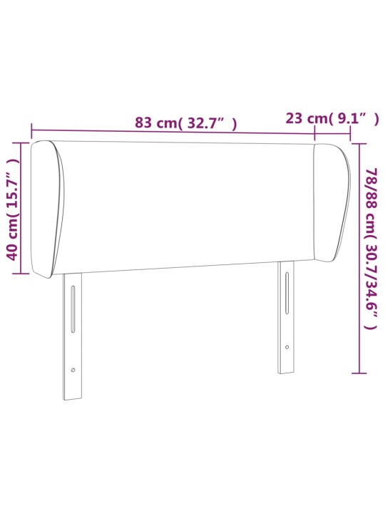 Voodipeats servadega, tumehall, 83x23x78/88 cm, samet