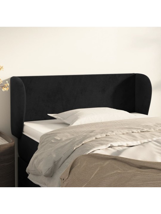 Voodipeats servadega, must, 83x23x78/88 cm, samet