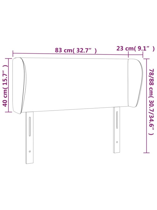 Voodipeats servadega, tumeroheline, 83x23x78/88 cm, samet