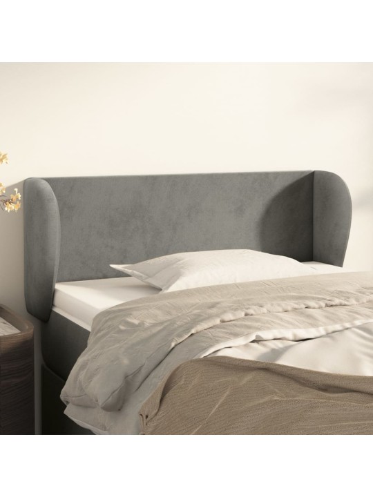 Voodipeats servadega, helehall, 93x23x78/88 cm, samet