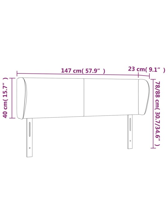 Voodipeats servadega, tumehall, 147x23x78/88 cm, samet