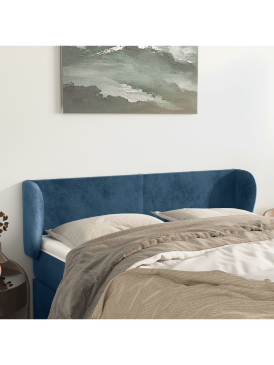 Voodipeats servadega, tumesinine, 147x23x78/88 cm, samet