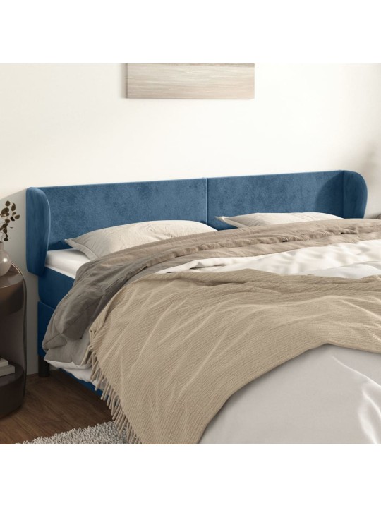 Voodipeats servadega, tumesinine, 163x23x78/88 cm, samet