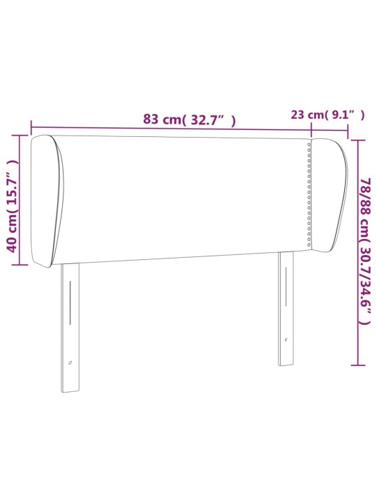 Voodipeats servadega, must, 83x23x78/88 cm, samet