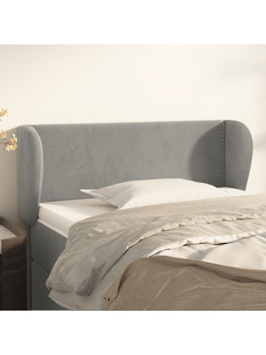 Voodipeats servadega, helehall, 93x23x78/88 cm, samet