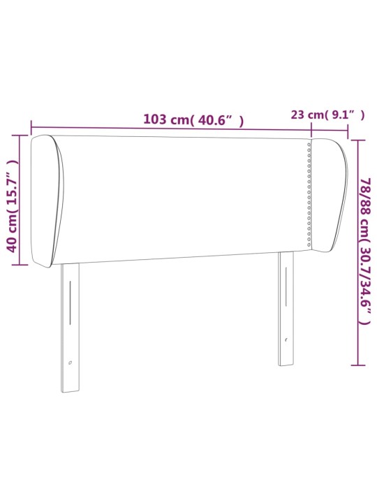 Voodipeats servadega, tumehall, 103x23x78/88 cm, samet