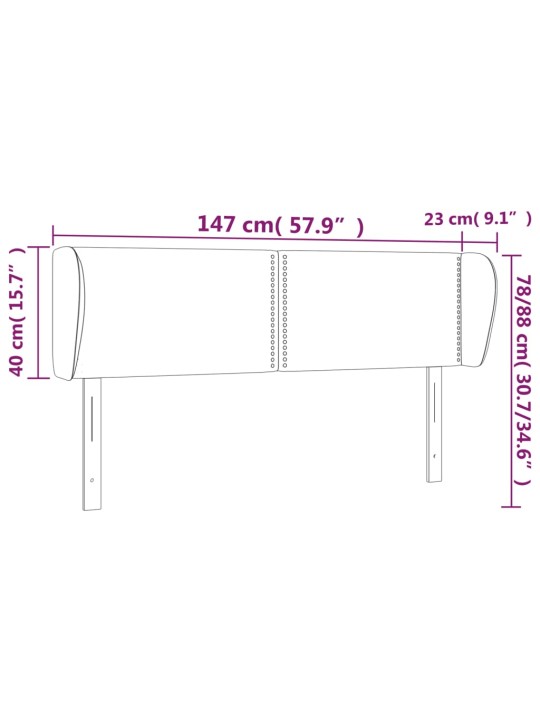 Voodipeats servadega, tumehall, 147x23x78/88 cm, samet