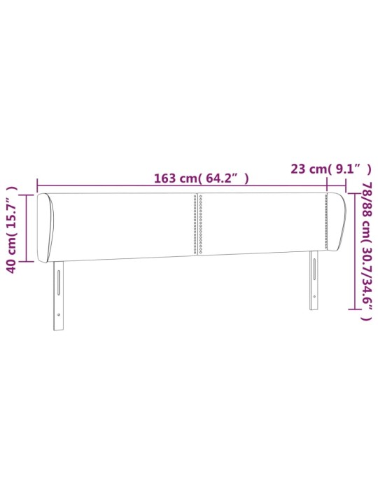 Voodipeats servadega, tumehall, 163x23x78/88 cm, samet