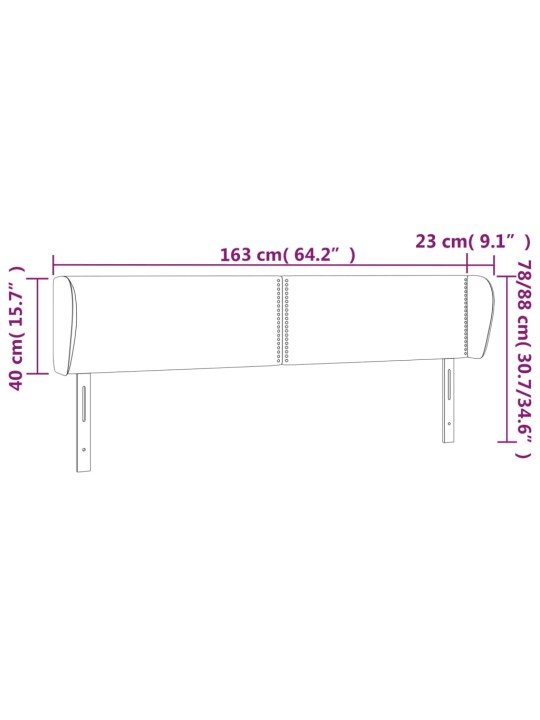 Voodipeats servadega, must, 163x23x78/88 cm, samet