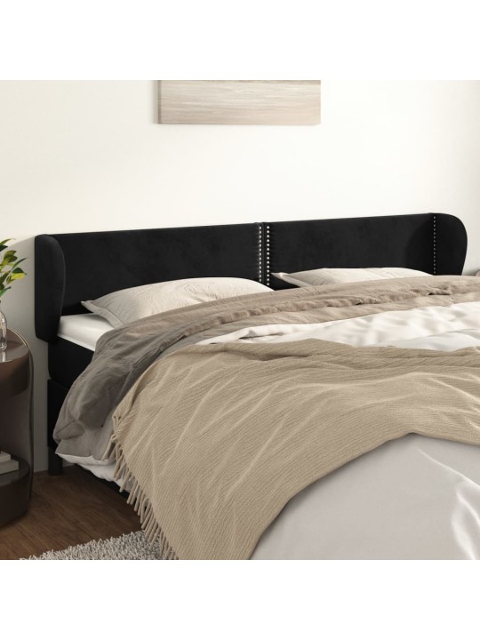 Voodipeats servadega, must, 183x23x78/88 cm, samet