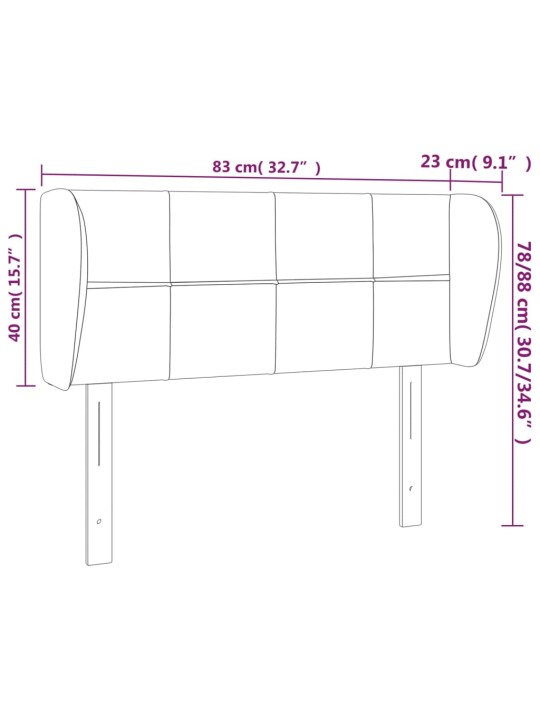 Voodipeats servadega, tumehall, 83x23x78/88 cm, kangas