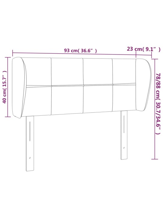 Voodipeats servadega, tumehall, 93x23x78/88 cm, kangas