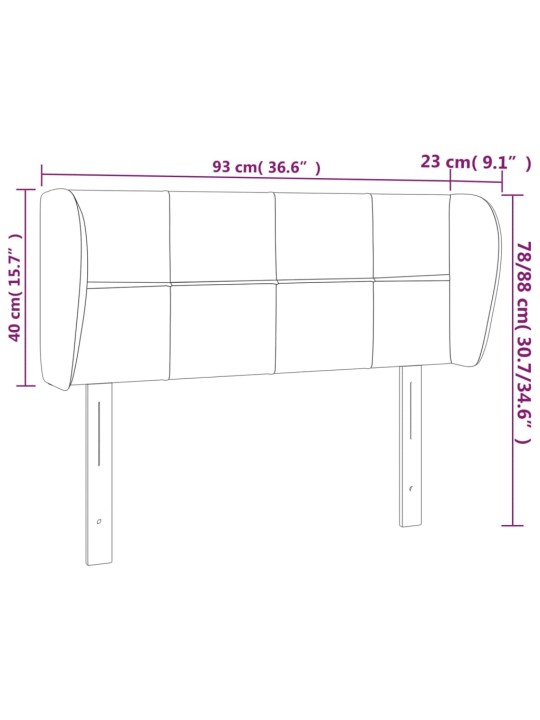 Voodipeats servadega, pruunikashall, 93 x 23 x 78/88 cm, kangas