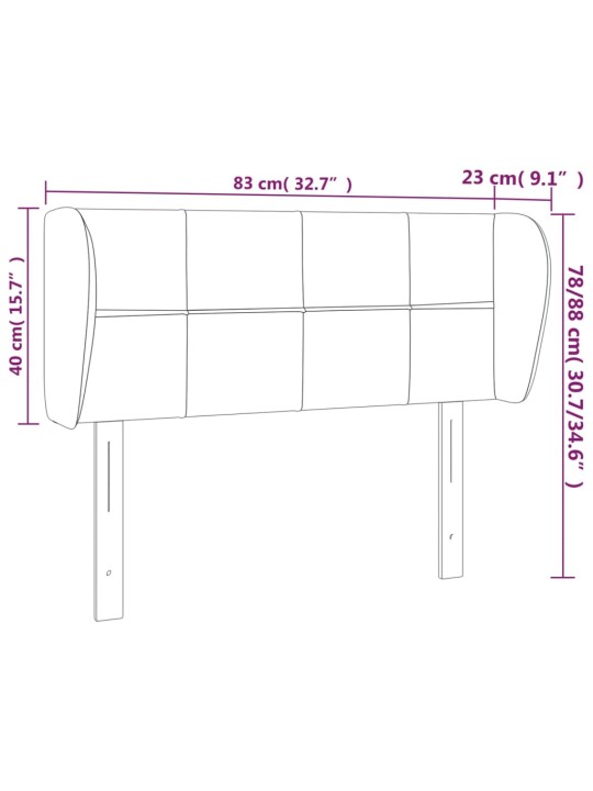 Voodipeats servadega, tumeroheline, 83x23x78/88 cm, samet
