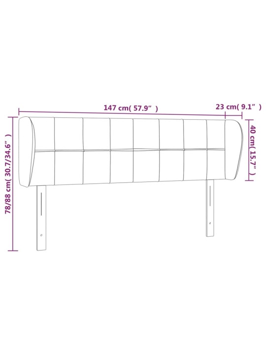 Voodipeats servadega, tumehall, 163x23x78/88 cm, samet