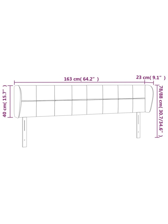 Voodipeats servadega, must, 163x23x78/88 cm, samet