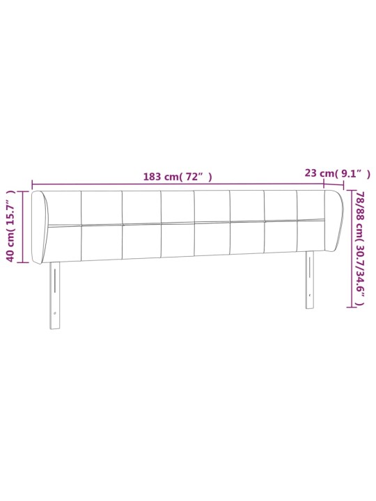 Voodipeats servadega, must, 183x23x78/88 cm, samet