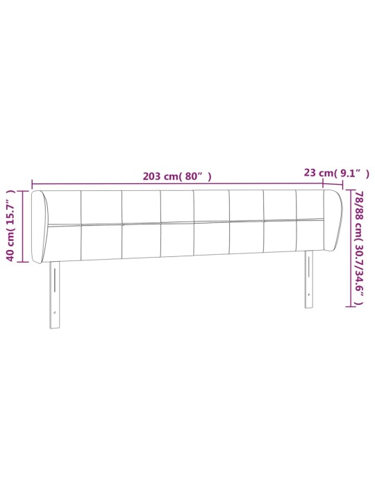 Voodipeats servadega, tumehall, 203x23x78/88 cm, samet