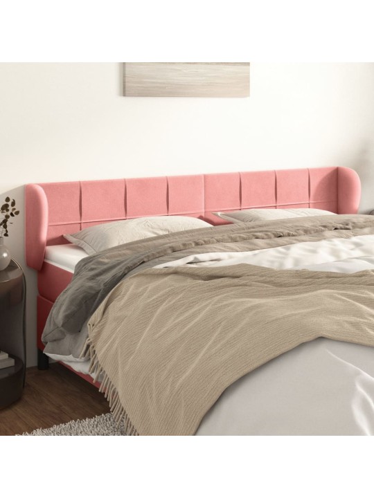 Voodipeats servadega, roosa, 203x23x78/88 cm, samet