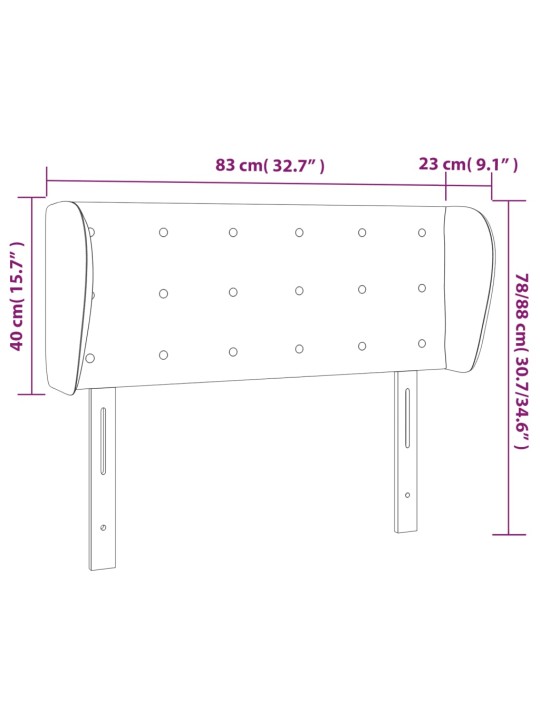 Voodipeats servadega, must, 83x23x78/88 cm, kunstnahk