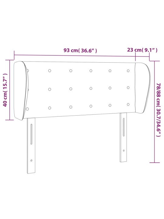 Voodipeats servadega, must, 93x23x78/88 cm, kunstnahk