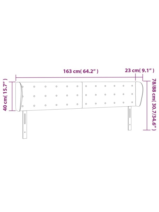 Voodipeats servadega, must, 163x23x78/88 cm, kunstnahk