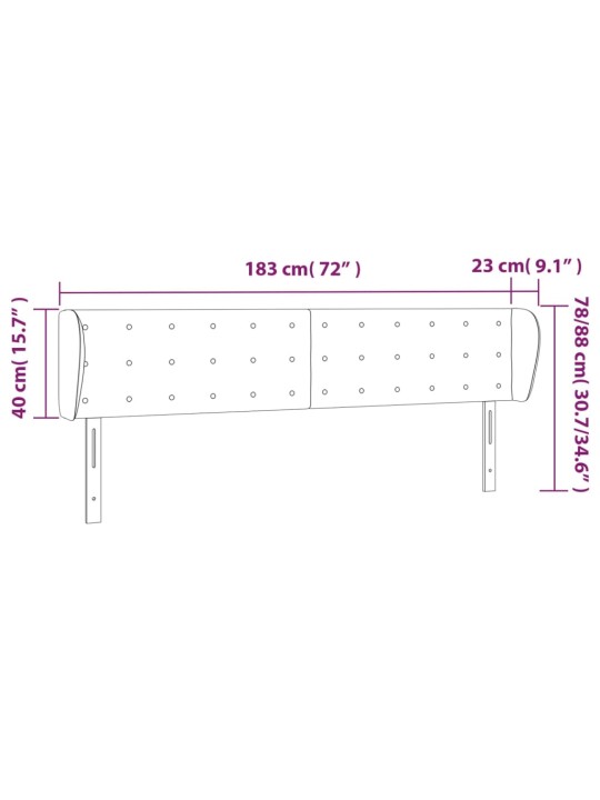 Voodipeats servadega, must, 183x23x78/88 cm, kunstnahk