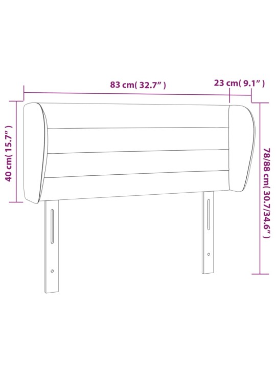 Voodipeats servadega, must, 83x23x78/88 cm, kangas