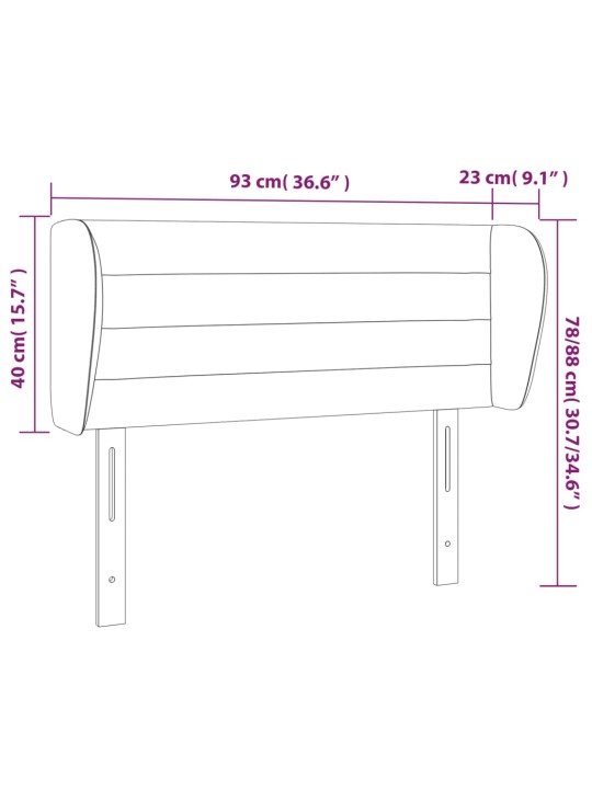 Voodipeats servadega, must, 93x23x78/88 cm, kangas