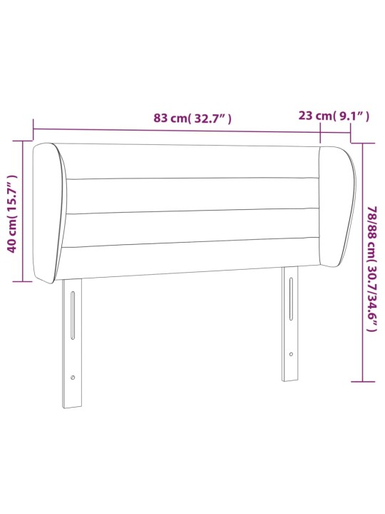 Voodipeats servadega, tumeroheline, 83x23x78/88 cm, samet
