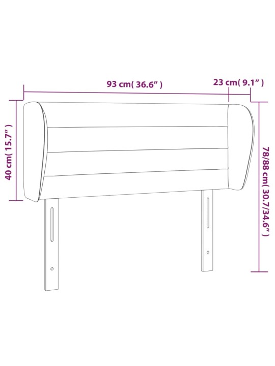 Voodipeats servadega, helehall, 93x23x78/88 cm, samet