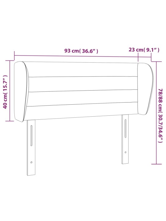 Voodipeats servadega, tumeroheline, 93x23x78/88 cm, samet