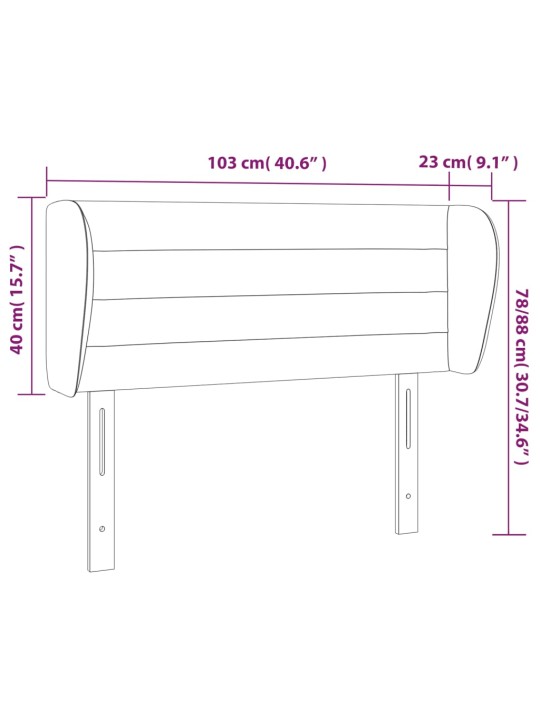 Voodipeats servadega, helehall, 103x23x78/88 cm, samet