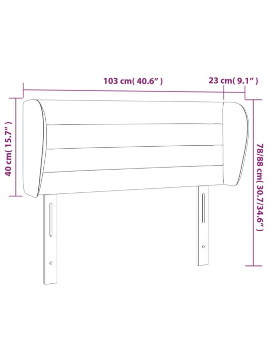 Voodipeats servadega, tumehall, 103x23x78/88 cm, samet