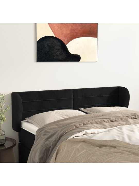 Voodipeats servadega, must, 147x23x78/88 cm, samet