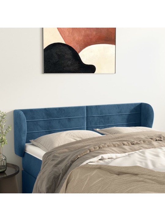 Voodipeats servadega, tumesinine, 147x23x78/88 cm, samet