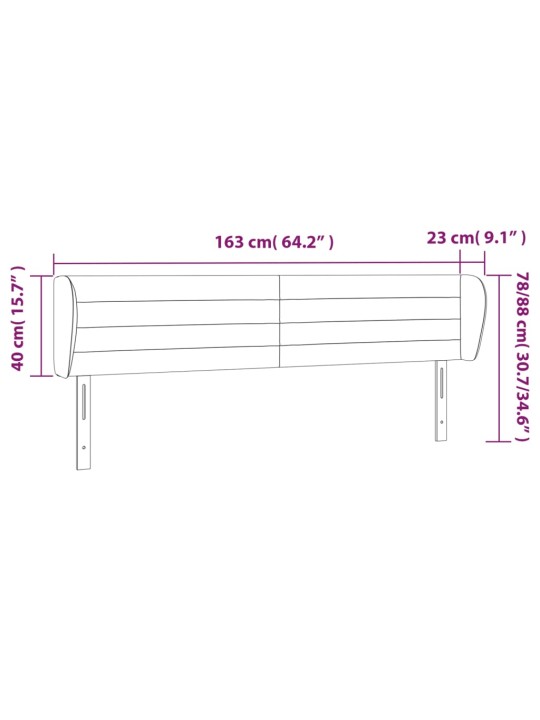 Voodipeats servadega, tumehall, 163x23x78/88 cm, samet