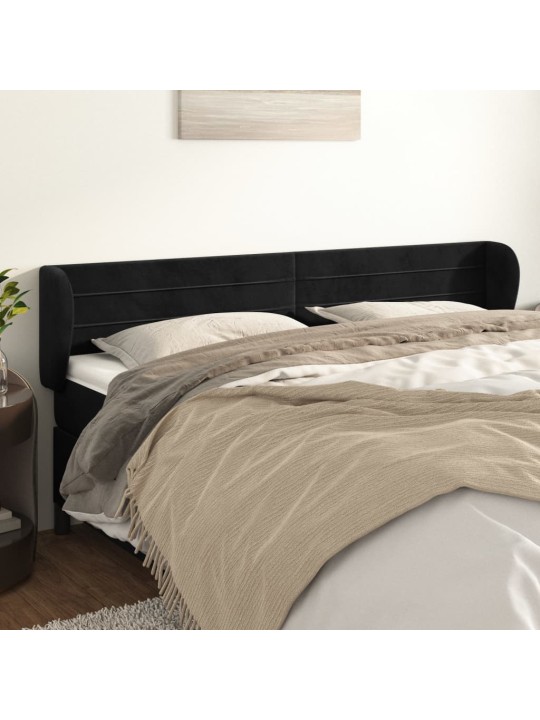 Voodipeats servadega, must, 183x23x78/88 cm, samet