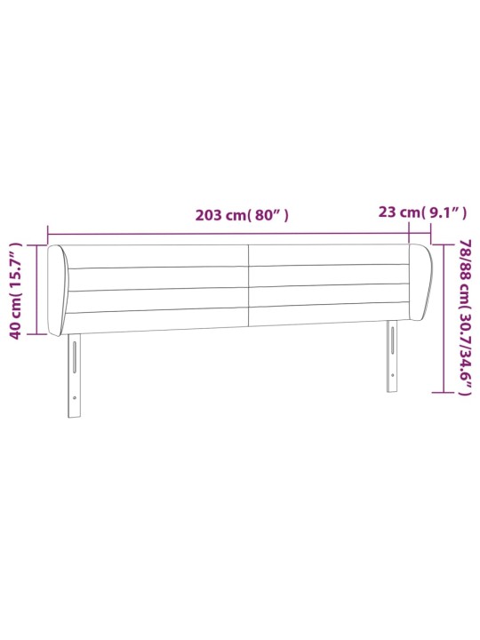 Voodipeats servadega, tumehall, 203x23x78/88 cm, samet