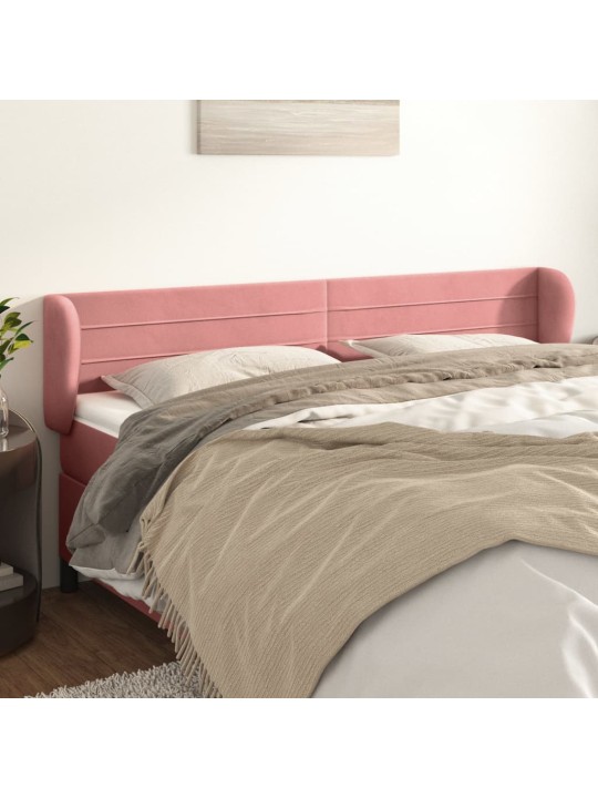 Voodipeats servadega, roosa, 203x23x78/88 cm, samet