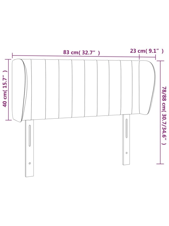 Voodipeats servadega, helehall, 83x23x78/88 cm, samet