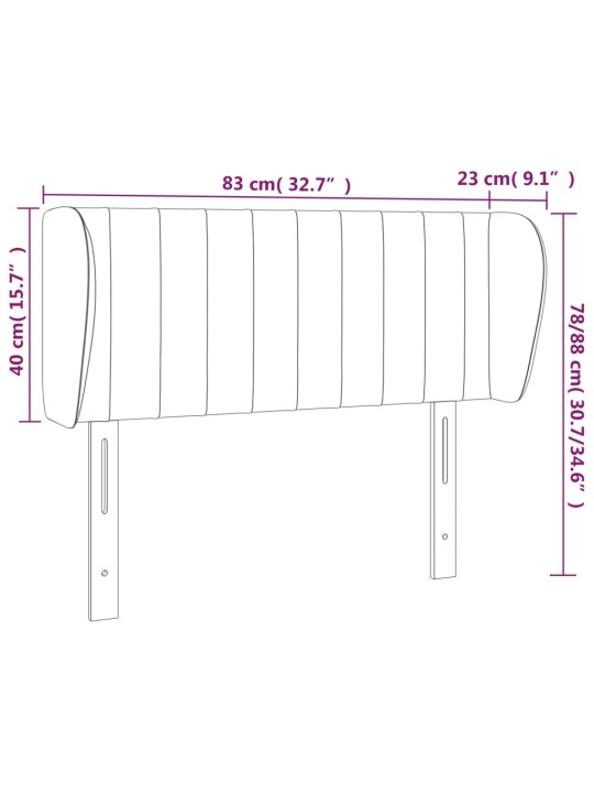 Voodipeats servadega, tumehall, 83x23x78/88 cm, samet